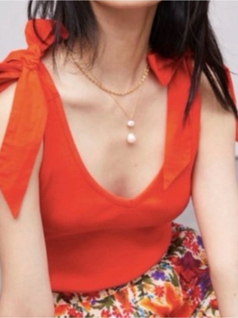 Maeve The Rafaela Orange Tank Top with Tie Shoulder Straps Size M